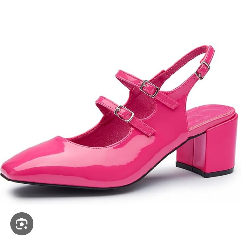 Fuchsia Patent Leather Block Heels